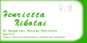 henrietta nikolai business card